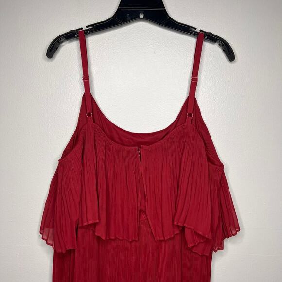 NWT Lane Bryant Plus Sz 18 20 Burgundy Micro Pleated Wide Legs Popover Jumpsuit - Picture 8 of 14